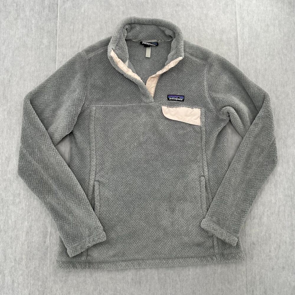 Patagonia Jacket Womens Small Gray Snap T Fleece Pullover Polartec Logo Ladies S